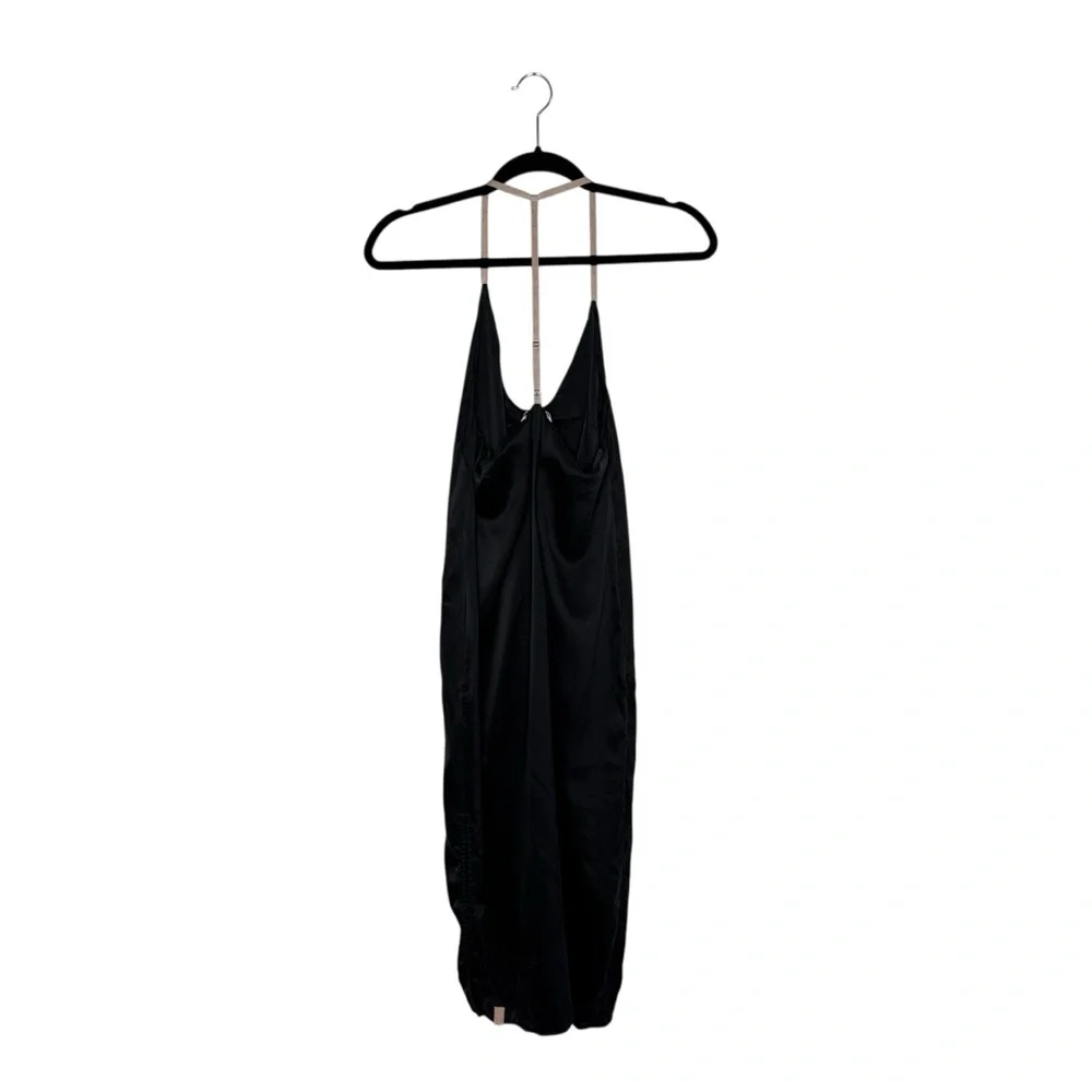 Lunya 100% Washable Silk Slip Dress Racer Back Black Midi Nightgown Sleep Sleek - Picture 8 of 12